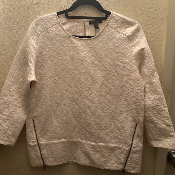 Tops - Textured Cream Sweater with Zipper Accents